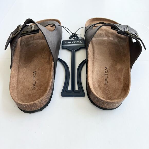 New Nautica Triun Men's Double Buckle Slide Comfort Sandal Waterproof Brown - Picture 4 of 9